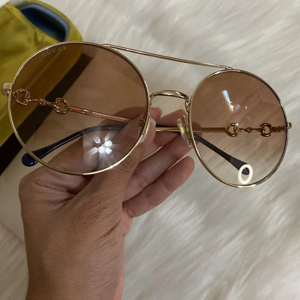 New Authentic Gucci Sunglasses GG0878S 003 59 Horsebit Oversized Round - Picture 11 of 12